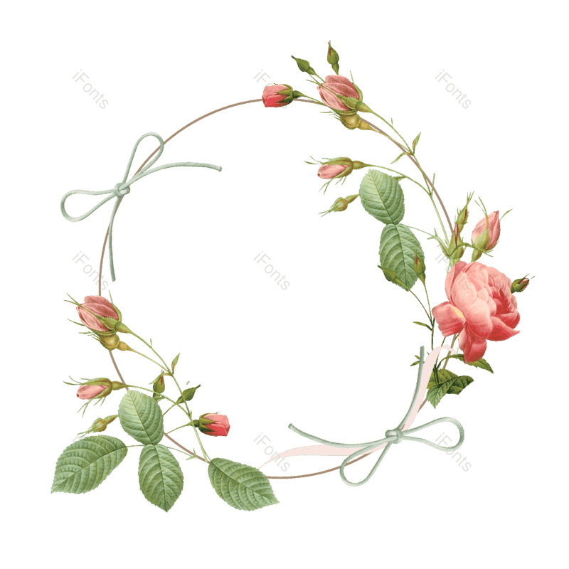 水墨图片,花环元素,夏天边框PNG,花卉免抠素材